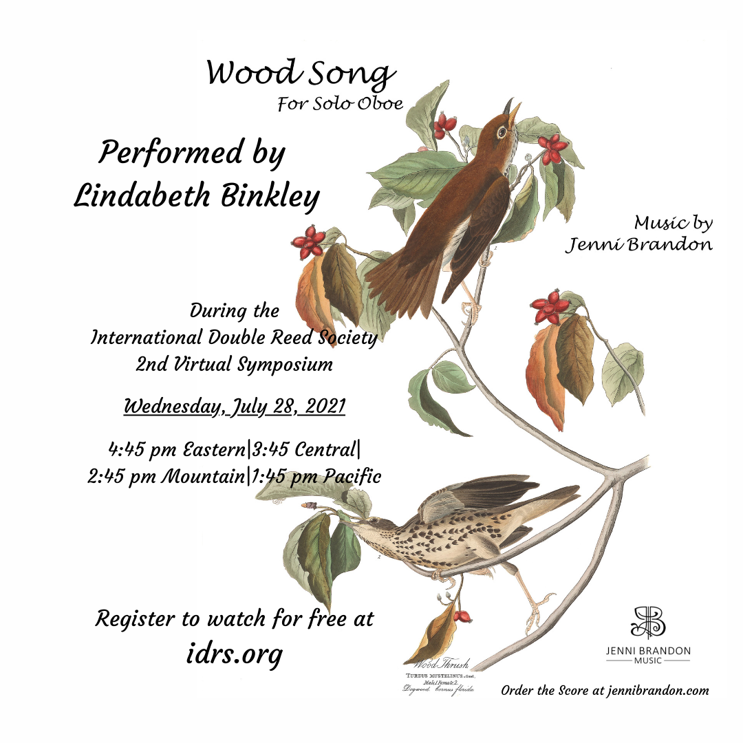 Wood Song for Solo Oboe, by Jenni Brandon, Performed by Lindabeth Binkley at IDRS 2021