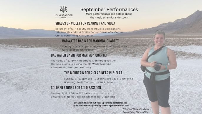 September 2022 Performances of Jenni Brandon’s Works