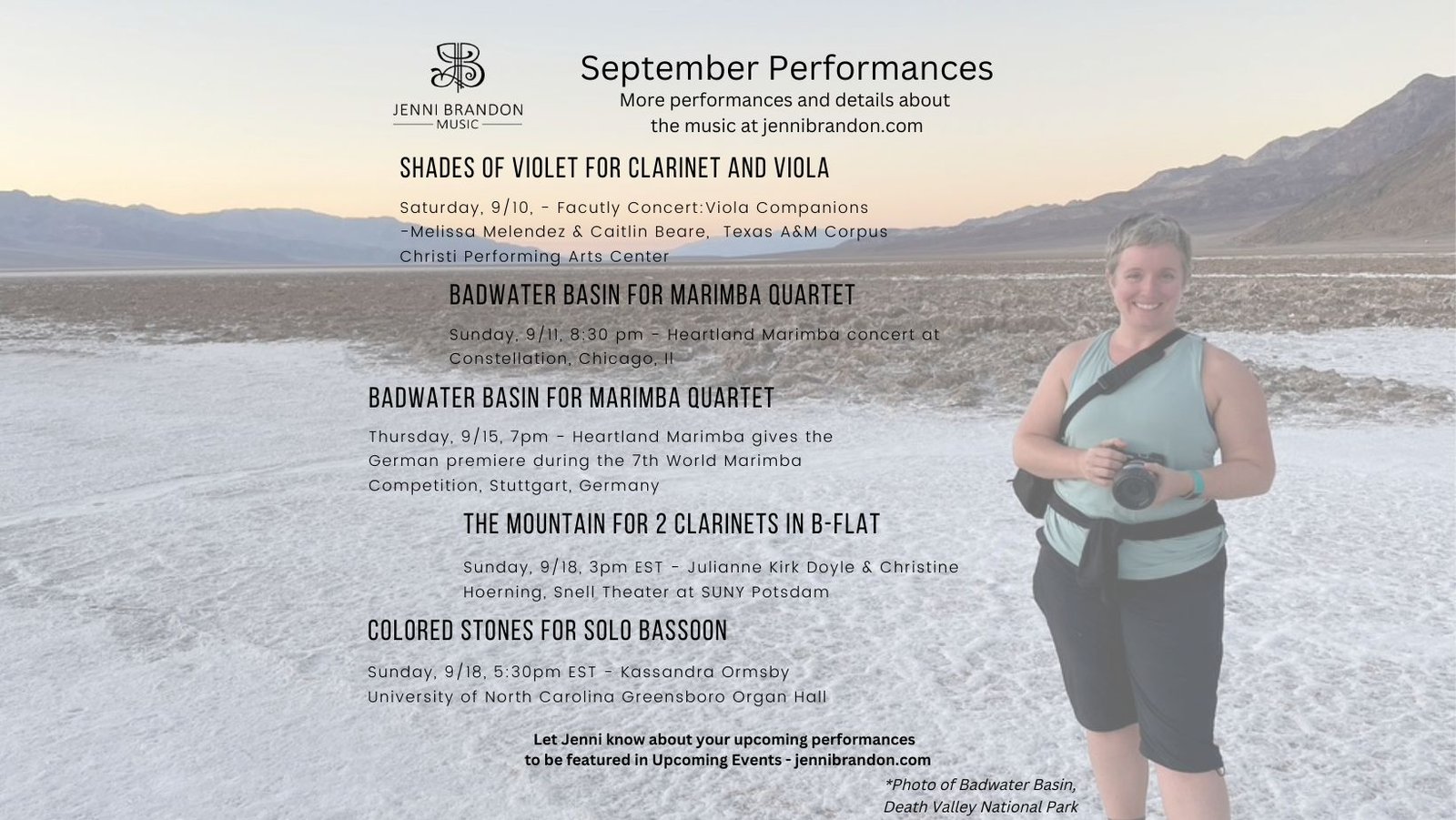 September 2022 Performances of Jenni Brandon’s Works