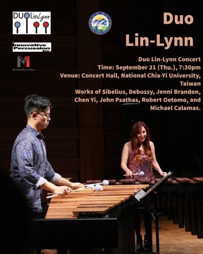 Duo Lin-Lynn gives World Premiere of Jenni’s new work “Clay Pipes and Spiral Shells” for Marimba Duo and Narrator in Taiwan